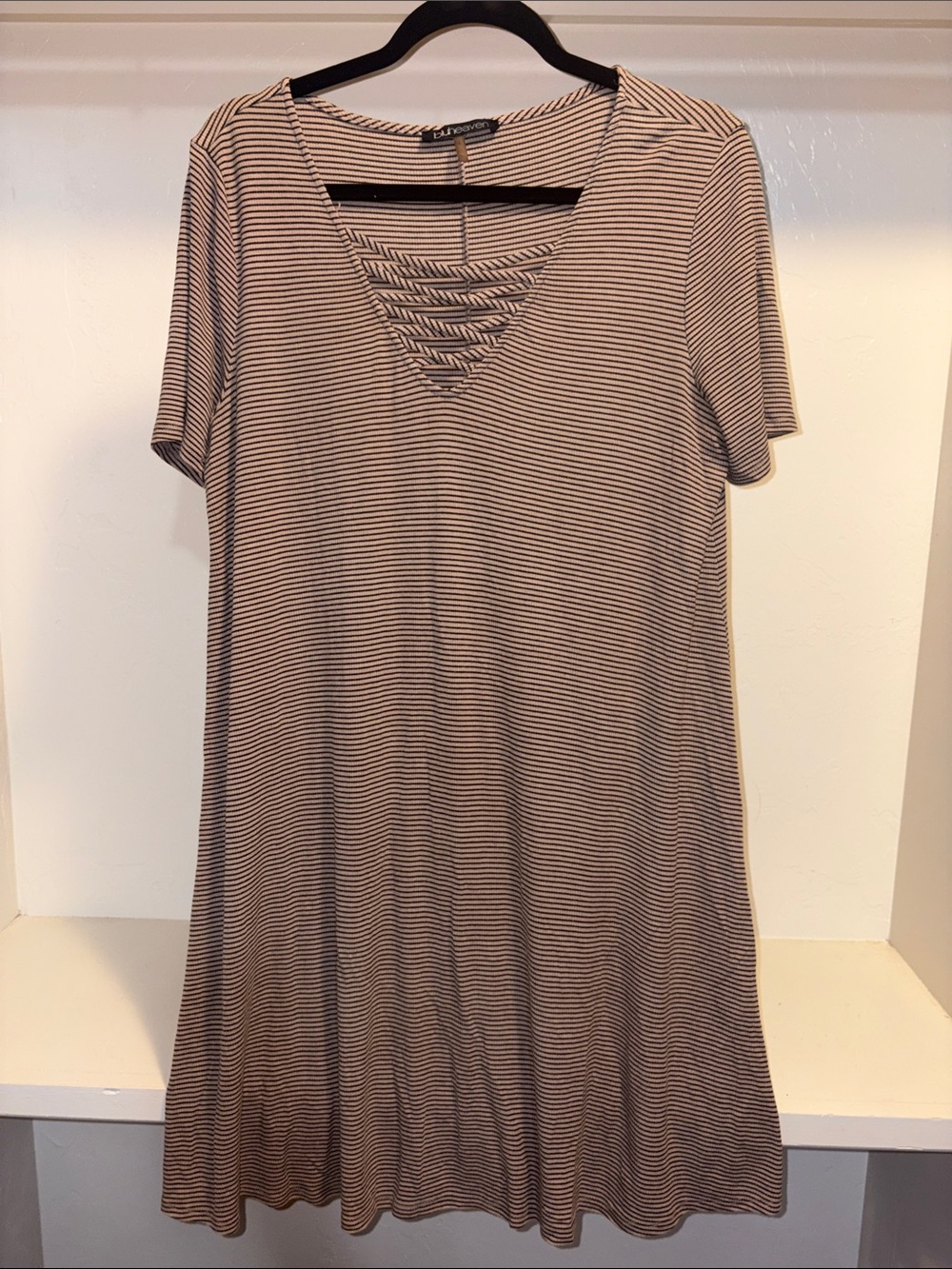 Lattice V-Neck Striped Mini Dress - LVNSW